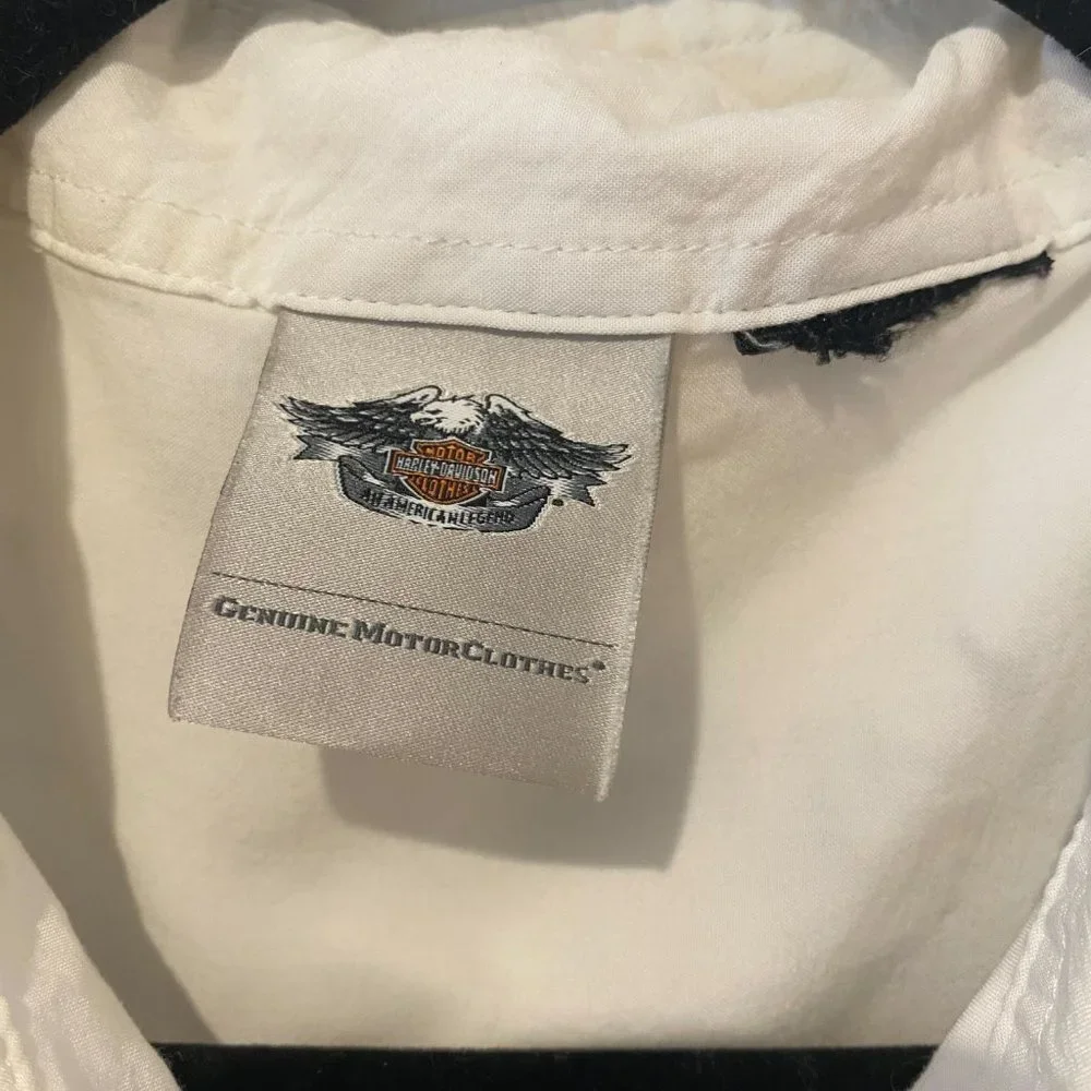 Harley Davidson White Rhinestone Loose Tank Blouse - Size‎ M/L